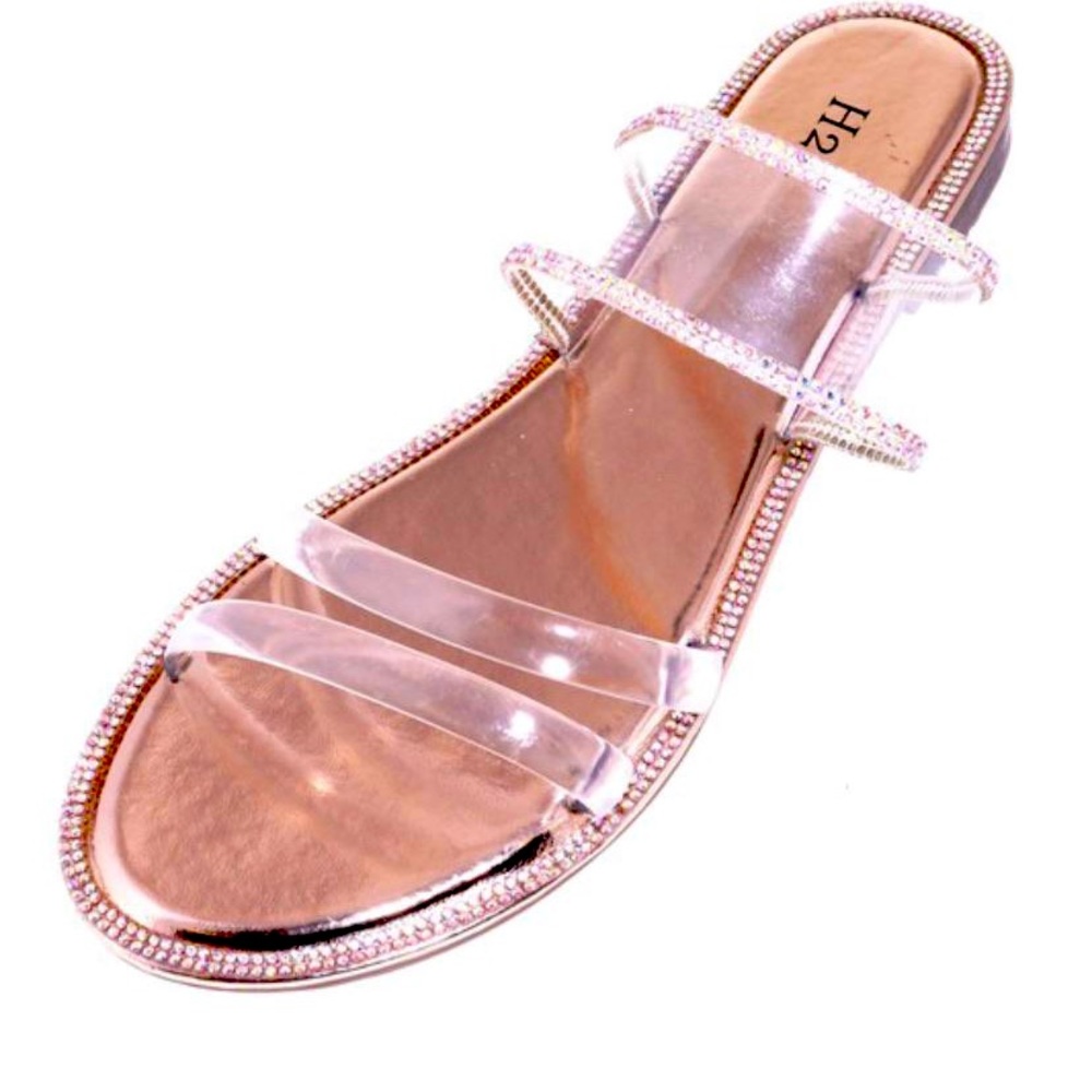 Rose gold base slide in sandals